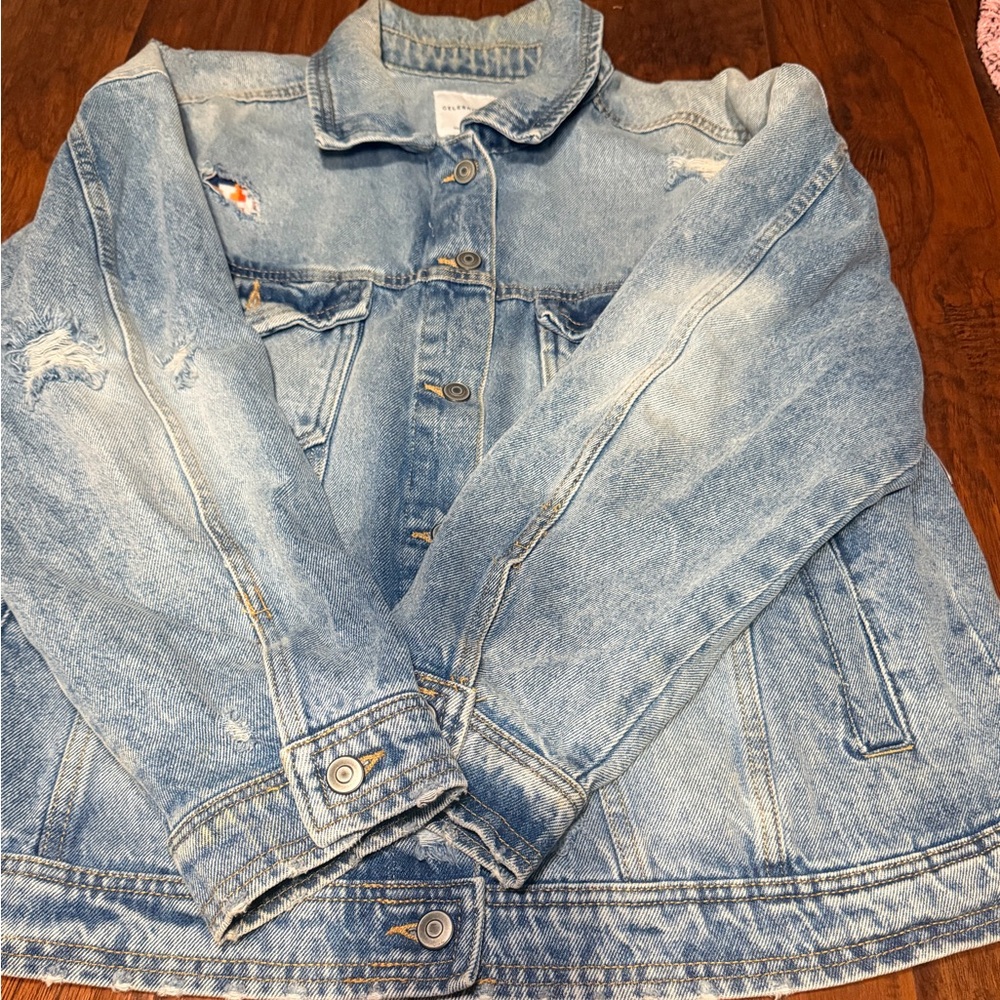 Celebrity Pink Light Wash Denim Jacket with Houston Astros Panel